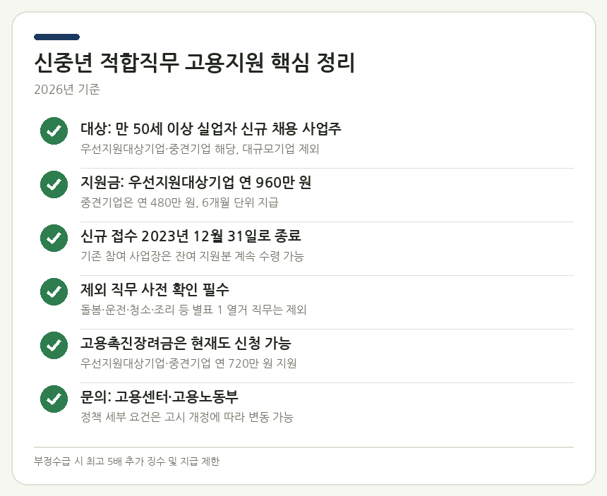 신중년 적합직무 고용지원 핵심 정리