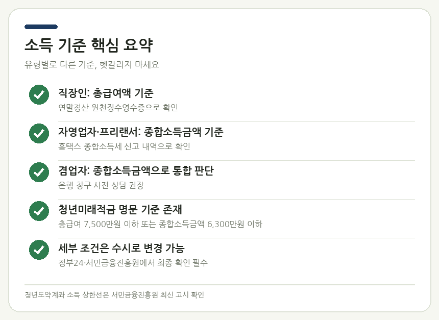 소득 기준 핵심 요약